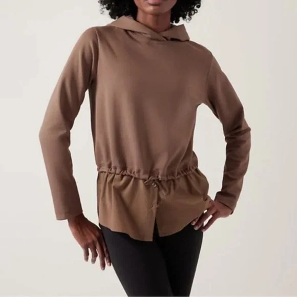 Athleta Gallery Hoodie Pullover Tunic Top Shirttail Women’s Size Extra Large - Picture 1 of 11
